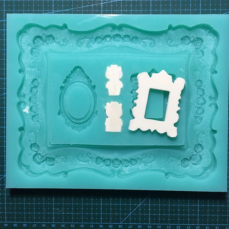 Mirror frame shape silicone mold make resin plaster fondant ornament decoration