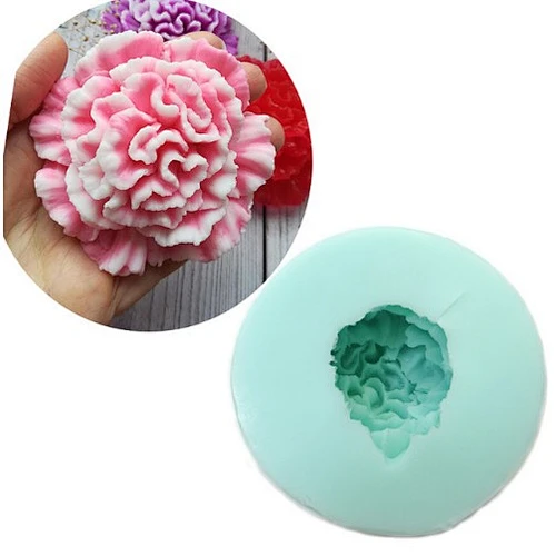 HC0024 Carnation 3D mold Flower Silicone soap molds candle molds Wedding Cake silicone mould