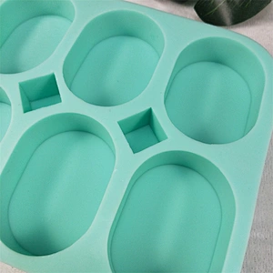 PR455 Oval Shaped 6 Cavities Soap Handmade Multi-holes Tray Silicone Soap Tray Mold to Easy Cleaning