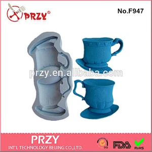 PRZY Model F947 Hot Sale Double cups cake molds, silicone fondant mold,kettle fondant mold
