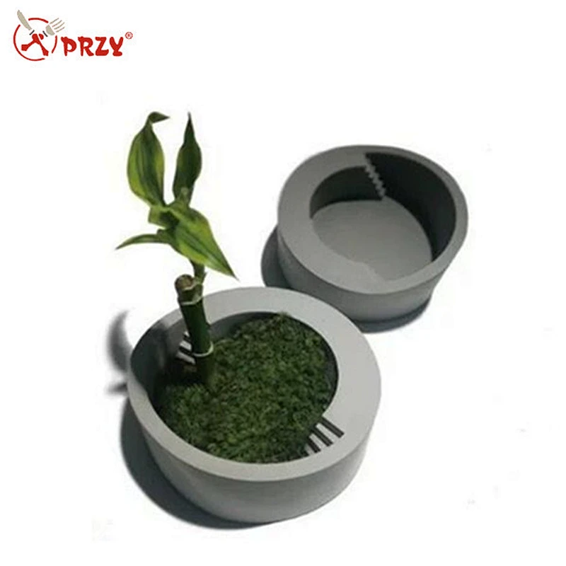 Round garden ladder cement flower pot silicone mold