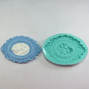 TS0002 embossed angel oval shape silicone mold for fondant cake decoration