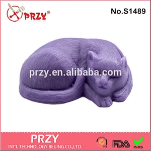S1489 PRZY Handmade Sleeping cat silicone soap mold