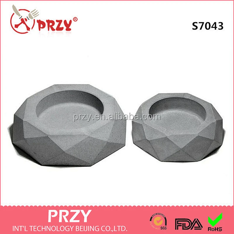 S7043 Polygon Cement concrete ashtray silicone soap mold