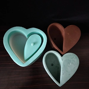Heart shaped cement flower pot personality creative plant potted silicone mold