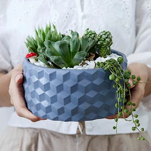 Nordic creative diamond pattern cylinder cement garden decoration concrete pot mold for planter