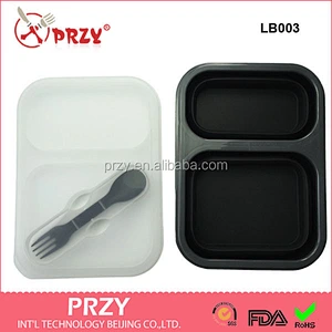 LB003 GOOD Food Grade Easy Carry Silicone Kitchen Foldable Lunch Box silicone
