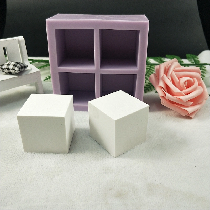 4 cavity square shape silicone mold foor soap making