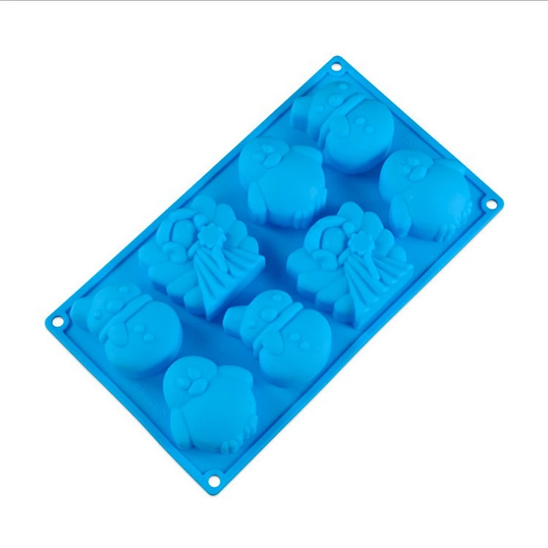 Food grade silica gel 8 holes animal shape silicone cake mold for baking tools