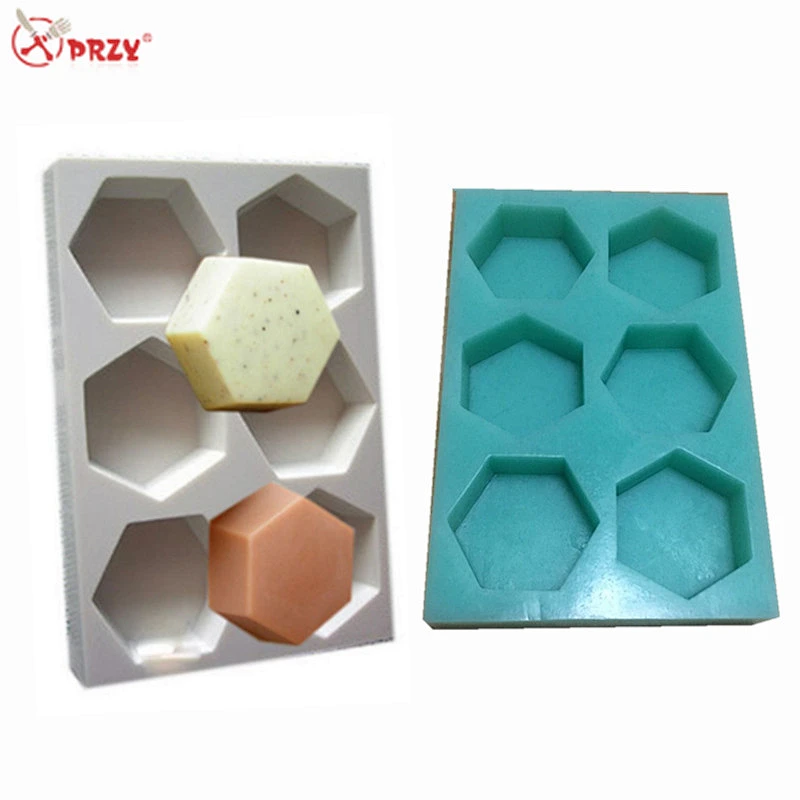 6 Cavities hexagonal Soap mold DIY food grade loaf soap Silicone Molds