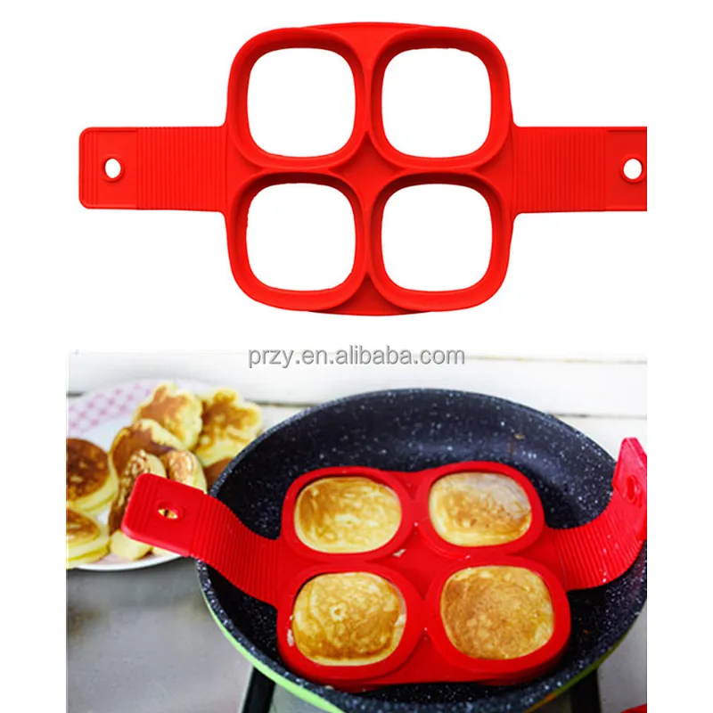 Cake Tool Flippin Fantastic Egg fryer Pancakes Heat Resistant 4 Cavity Flower Shape Silicone Pancake Mold