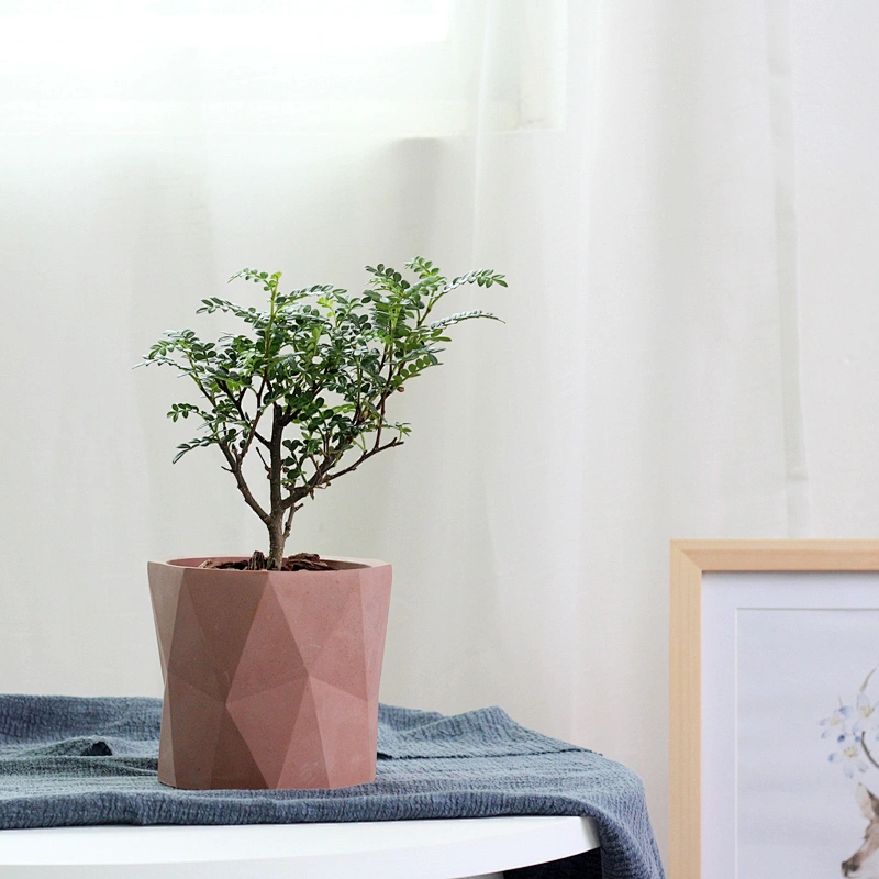 HP0132 Flower Concrete Pot Diamond Cut Geometric Shaped Planter Silicone Mold with Water Hole Vase Making Home Garden Decoration