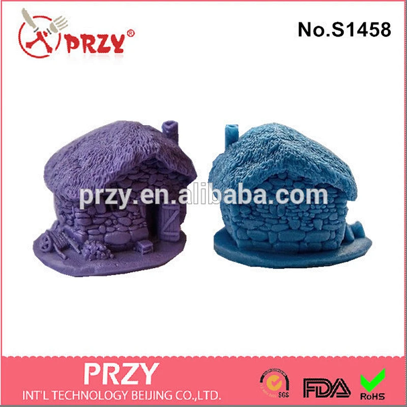 DIY craft handmade silicone Small house 3D soap mold