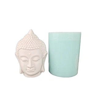 TS0152 Realistic Buddha Head Shaped Buddhism Candle  Mould Silicone Aroma Stone Mold