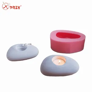 Stone shape handmade candle holder cement concrete silicone mold