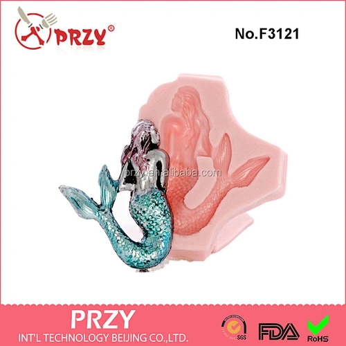 F3121 Mermaid Silicone Mold - Nautical Pirate Mold - Food Safe Fondant Chocolate Candy Mold