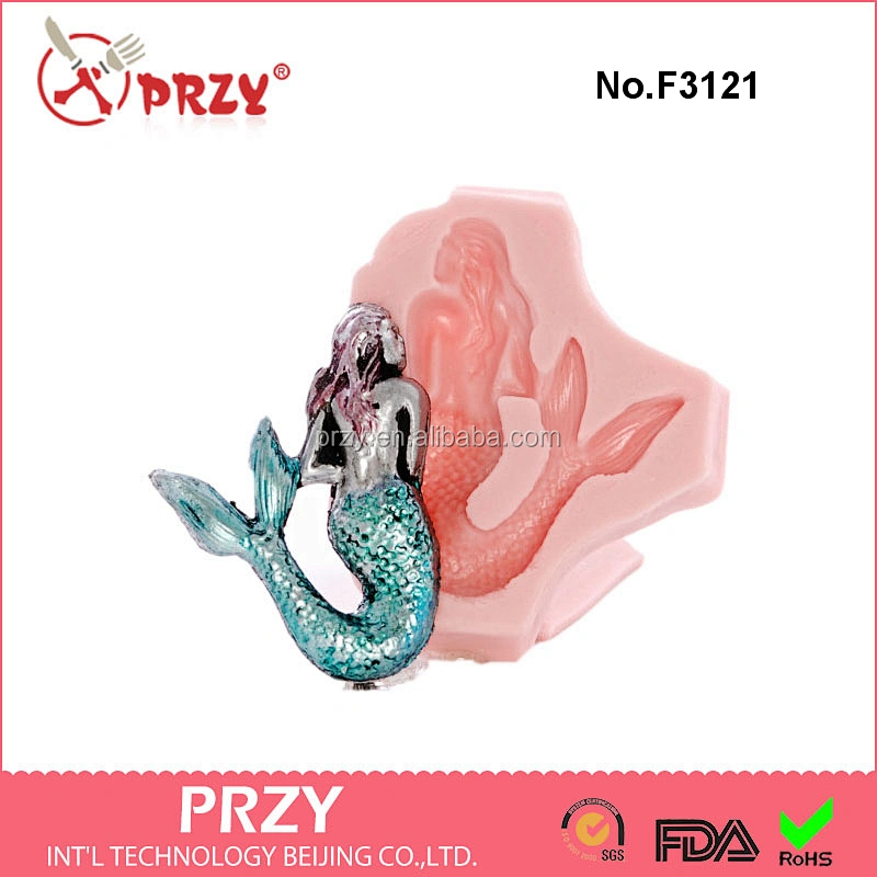 F3121 Mermaid Silicone Mold - Nautical Pirate Mold - Food Safe Fondant Chocolate Candy Mold
