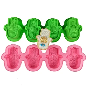 Hand of Fatima Mascot Khamsah Candle Silicone Mold for HAMSA Lotus in the Palm Silicone Soap Making Mold