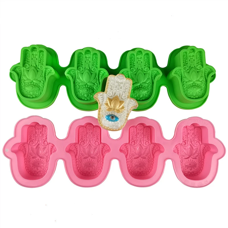 Hand of Fatima Mascot Khamsah Candle Silicone Mold for HAMSA Lotus in the Palm Silicone Soap Making Mold