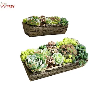 Rectangular bark plant flower pot silicone mold