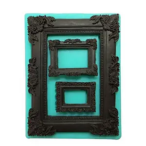 PRZY F1022 Funny 3 Different Sizes Frame Shape Photo Decoration Cake Fondant Silicone Mold for Cake Decorating