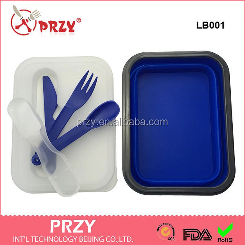 LB001 GOOD & LFGB standard silicone lunch box with fox spoon