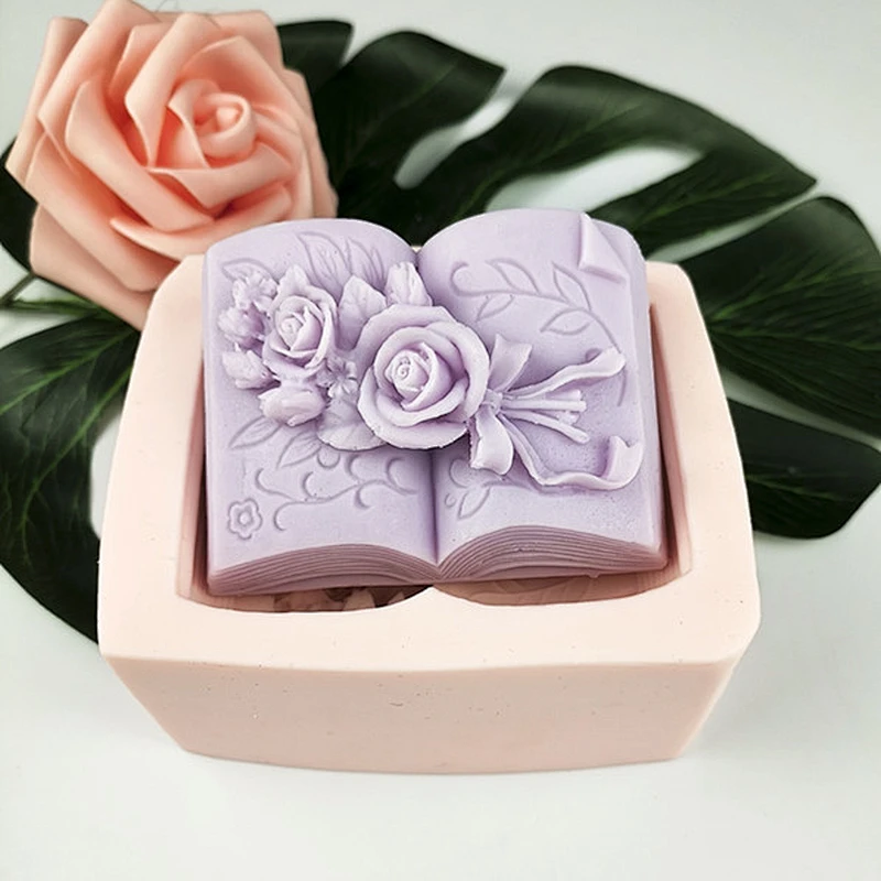 Book flower bouquet modeling silicone soap mold
