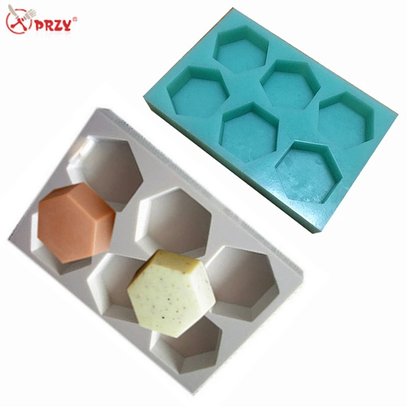 6 Cavities hexagonal Soap mold DIY food grade loaf soap Silicone Molds