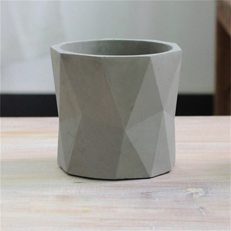 HP0132 Flower Concrete Pot Diamond Cut Geometric Shaped Planter Silicone Mold with Water Hole Vase Making Home Garden Decoration