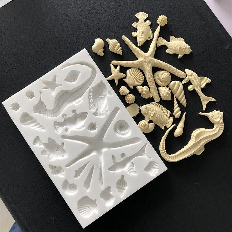 Ocean Style Shell hippocampus Seahorse Decoration Cake  Fondant Silicone Mold with Food Grade Material