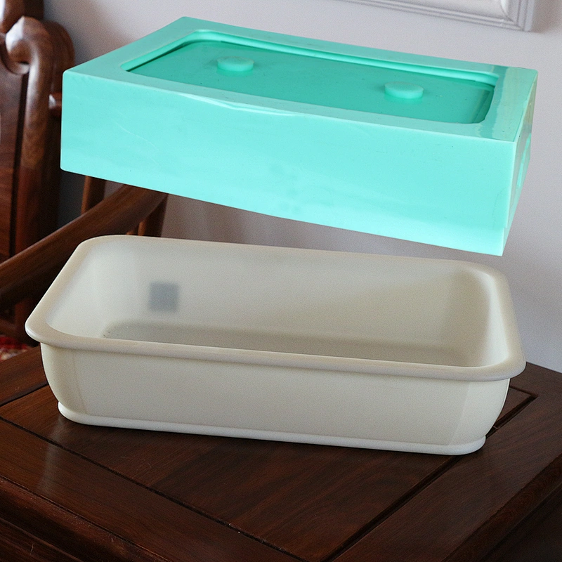 PRZY home decoration big rectangle resin flower pot silicone mold for planter