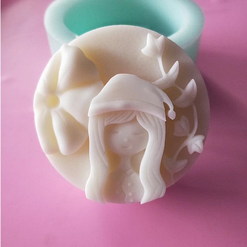 Girl series cute angel round soap silicone mold