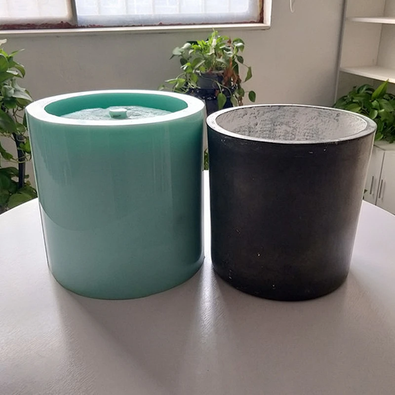 Large cylindrical cement flower pot silicone mold