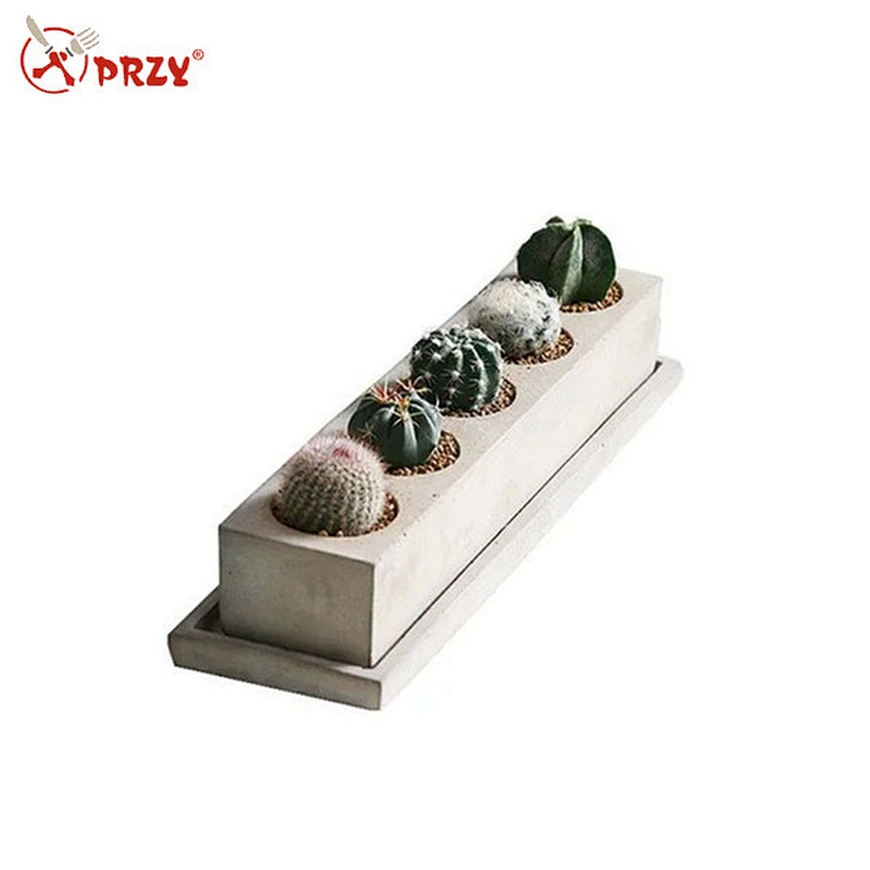 5-hole household indoor cement flower pot rectangular round silicone mold