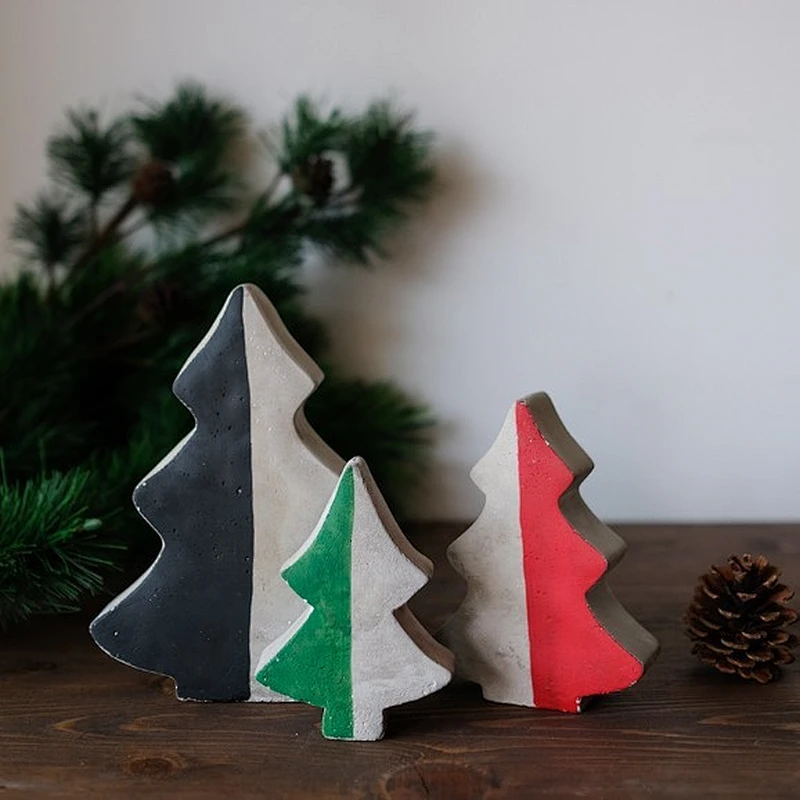 Nordic art home Vintage industrial wind loft old cement Christmas tree decoration concrete silicone mold