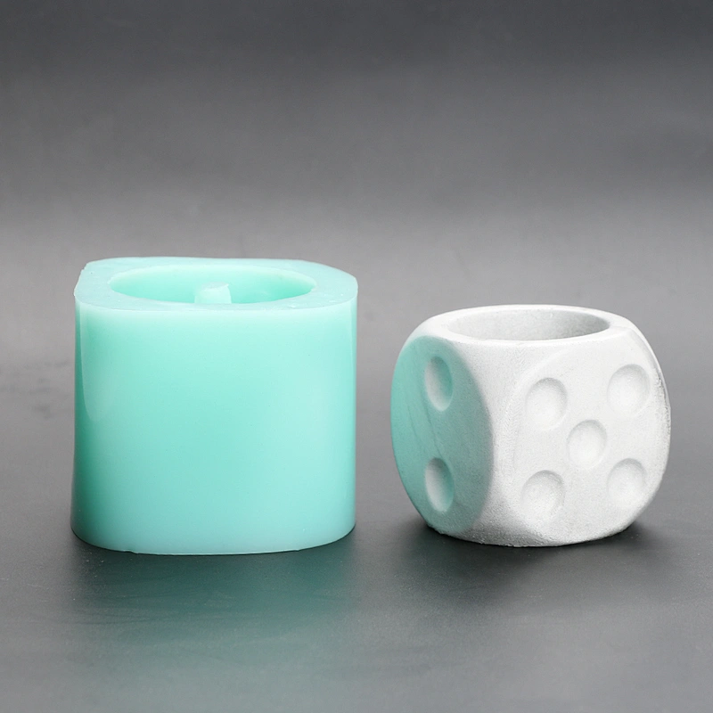 Dice shape silicone cement flower pot mould