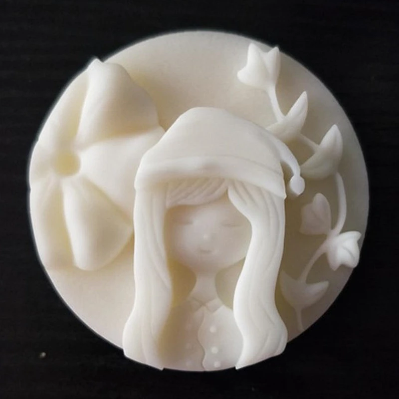 Girl series cute angel round soap silicone mold