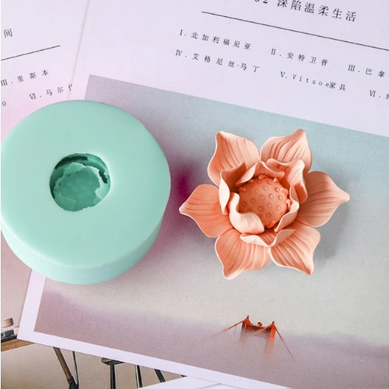 HC0028 Silica gel 3D molds Lotus silicone soap mold for flowers bouquet handmade soap making molds