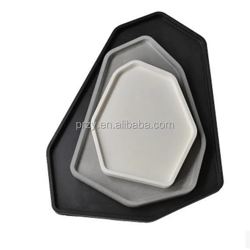 PRZY 2018 new concrete Irregular polygons disk molds concrete home Nordic decorative fruit tray silicone molds