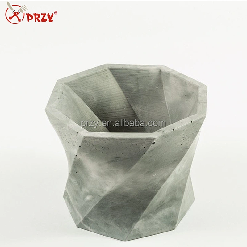 3D Twisted Octagon Vase Silicone Mold New Silicone Molds For Concrete silicone planter vase mold