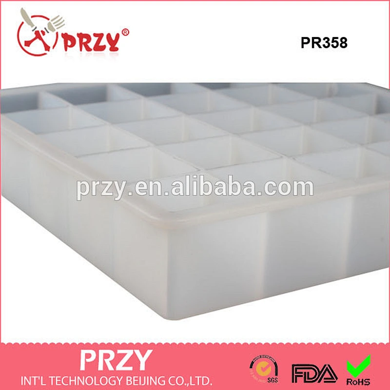 PR358 PRZY Wholesale Eco-friendly 25 Cavities Square Silicone Loaf Soap Bar Molds