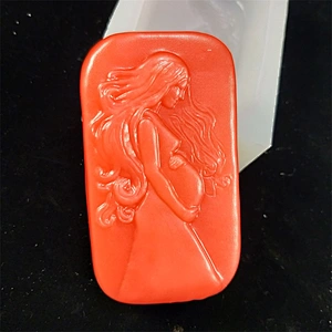 Handmade Custom 3D Pregnant Mother Shaped Long Hair Rectangle Craft Silicone Soap Mold DIY for Mother's Day Gift Soap