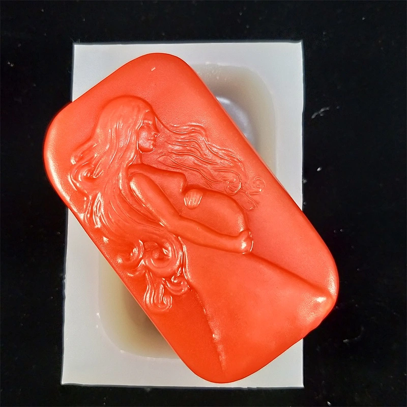 Handmade Custom 3D Pregnant Mother Shaped Long Hair Rectangle Craft Silicone Soap Mold DIY for Mother's Day Gift Soap