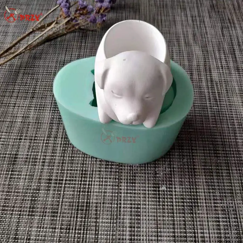 Dog shape flower pot plants silicone cement concrete molds