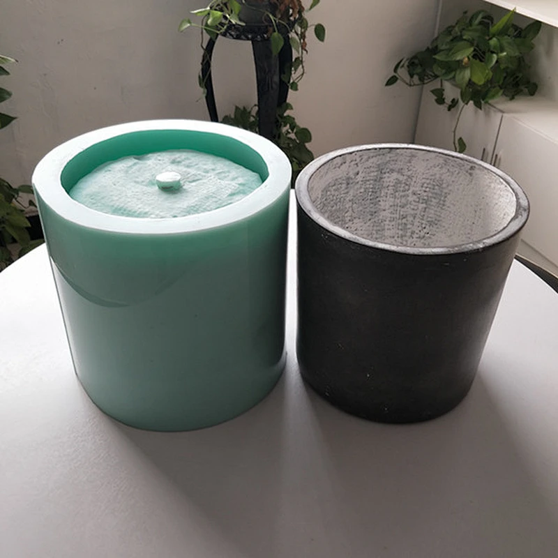 Large cylindrical cement flower pot silicone mold