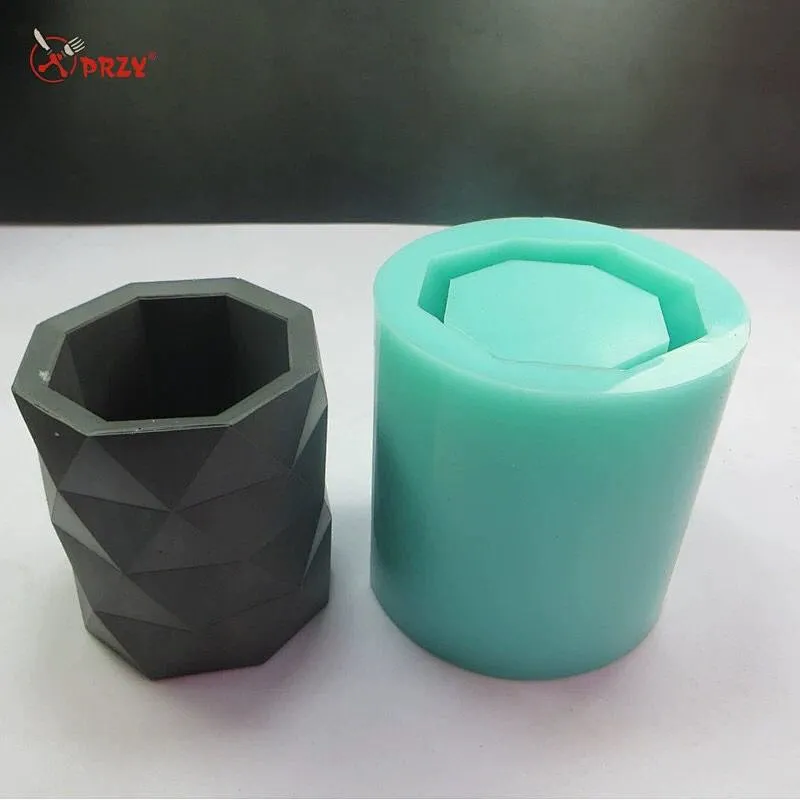 Rhombus cement flower pot silicone mold desk decoration pen holder decoration mold