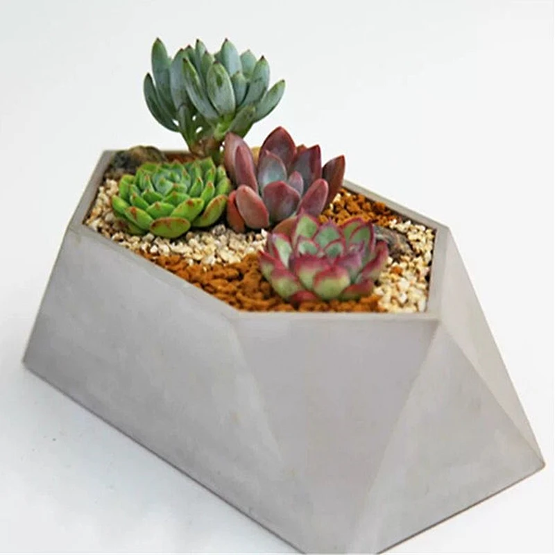 Large Simple Modern Green Plant Concrete Flower Pot Silicone Mold