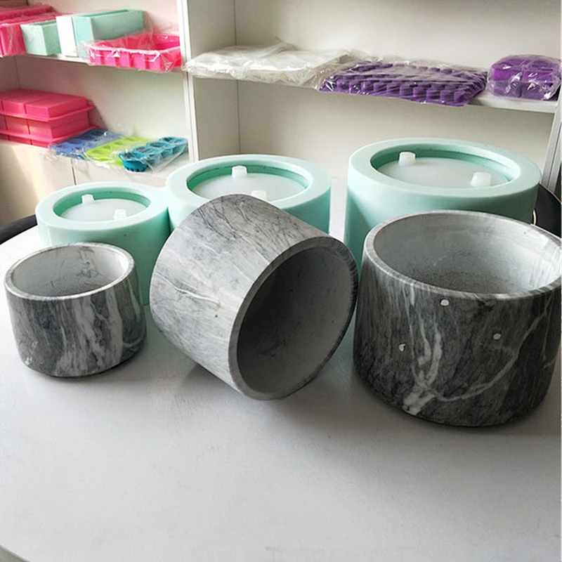 Cement flower pot 3 sizes gypsum handicraft decoration concrete silicone mold