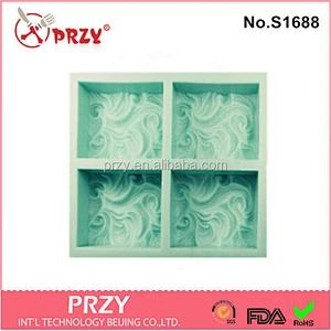 S1688 PRZY 4 cavity wave handmade silicone soap mold/4 cavitysilicone soap tray