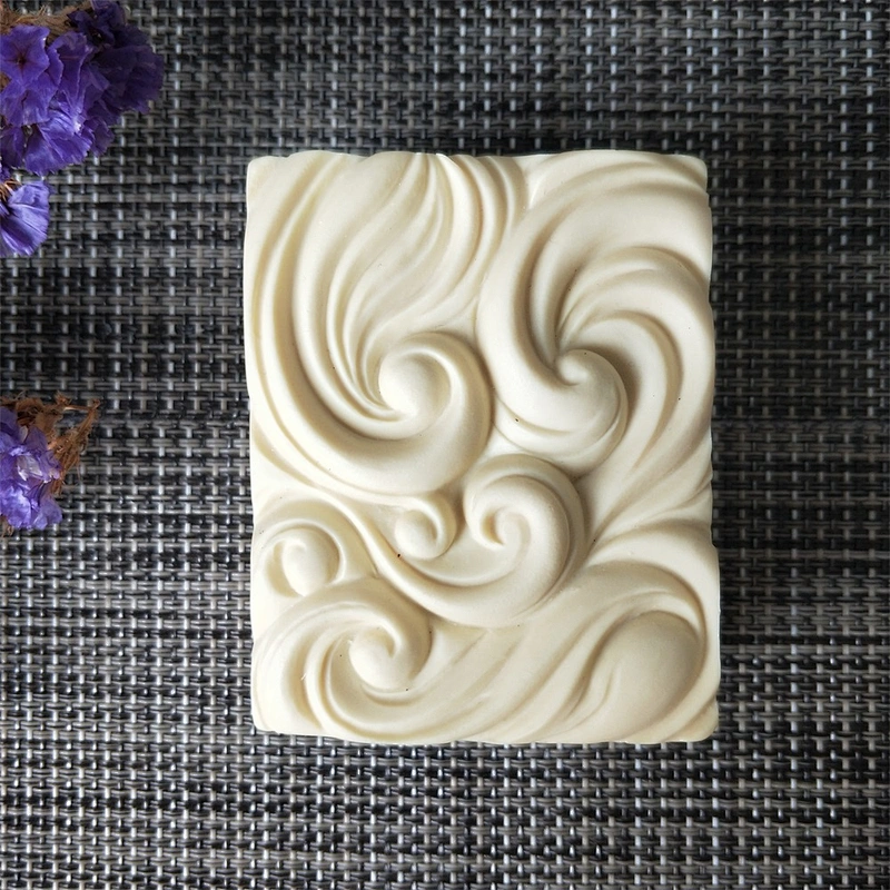 Brand PRZY QT0133 Cloud Shaped 4 Bars Rectangle Wave Soap Silicone Soap Mold with High Quality